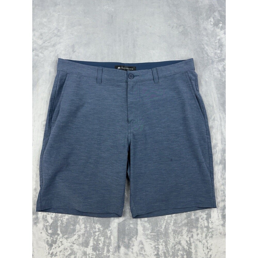 Travis Mathew Tech Chino Pocket Shorts Mens Sz 36 Blue Heather Golf Performance